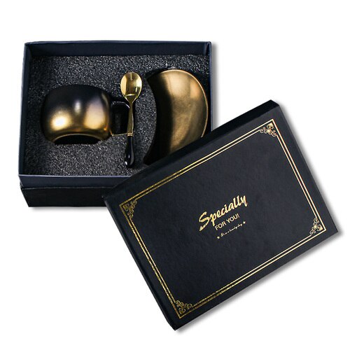 Ethiopian Coffee Cups Porcelain Simple Handle Cup Saucers Set Breakfast Tea Mugs Arabic 4 Piece Canecas Birthday AC50BS: C