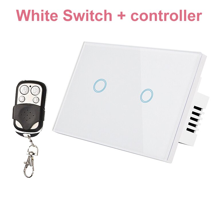 Wifi Smart Light Switch Glass Screen Touch Panel Voice Control with No Neutral Wire 1/2/3-Gang with remote controller US: Beige / 2-Gang