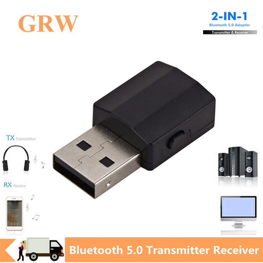 Grwibeou novo 5.0 bluetooth transmissor receptor mini 3.5mm aux estéreo adaptador de música sem fio para rádio do carro tv bluetooth fone ouvido