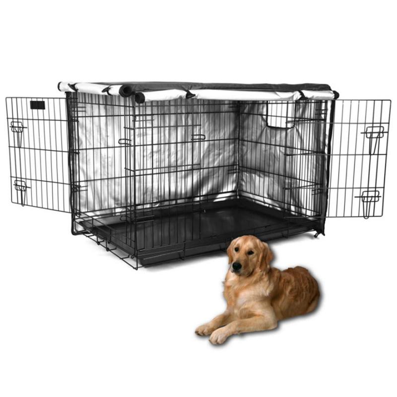 Oxford-Juste de chenil pour chien, anti-poussière, imperméable, pliable, extérieur, grands, moyens et petits chiens, housse de caisse métallique
