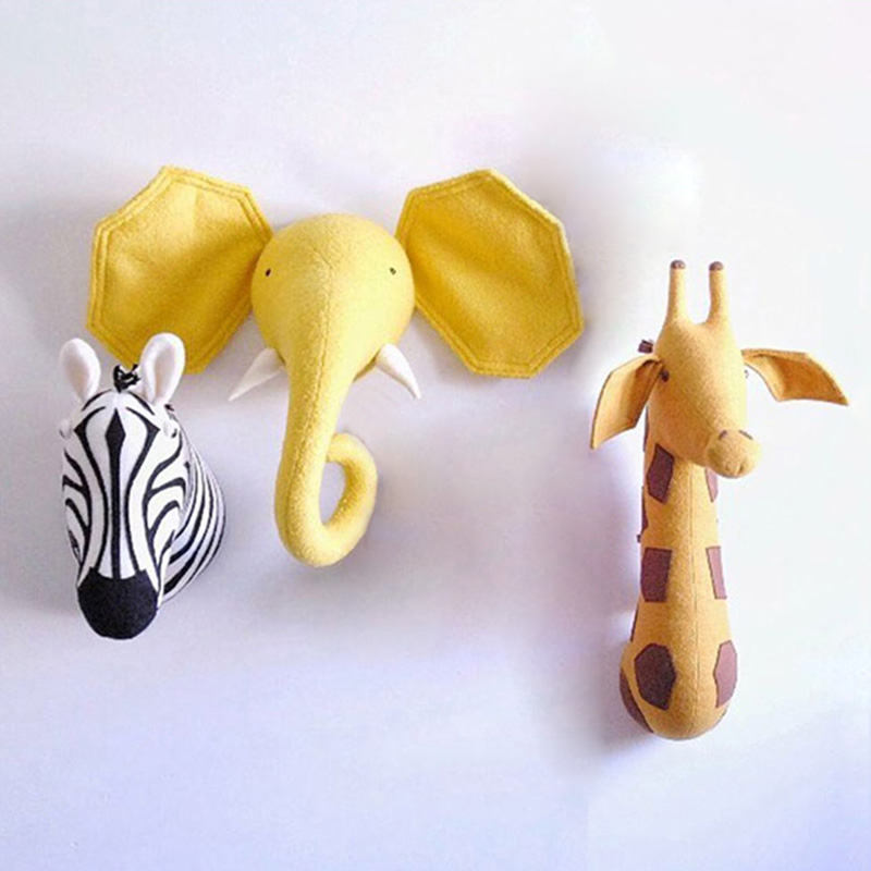 Dier Hoofd Olifant Zebra Giraffe Heads Muur Decoratie Voor Baby Room Decor Kinderen Slaapkamer Wandkleden Mount Speelgoed