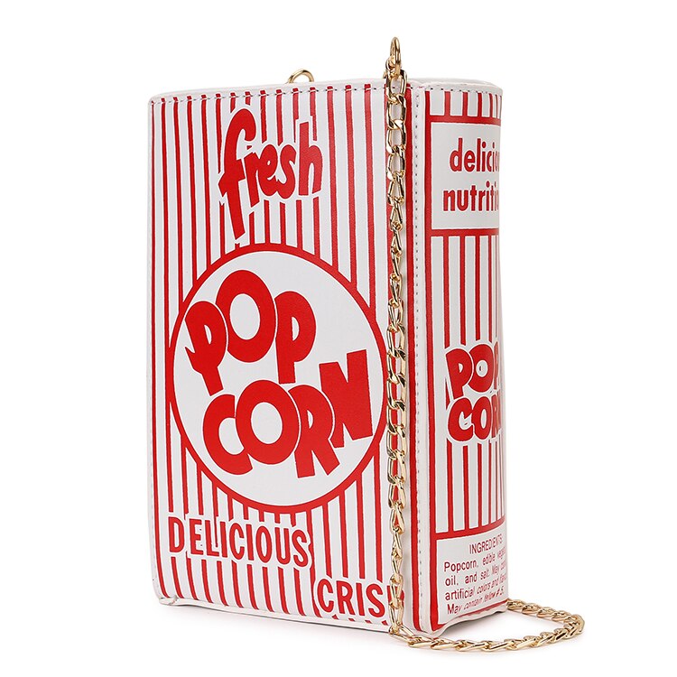 Popcorn Roten Streifen Mädchen der Pu Handtasche Kette Handtasche Schulter Tasche Tote Umhängetasche Frauen Casual Handtasche klappe: Rot
