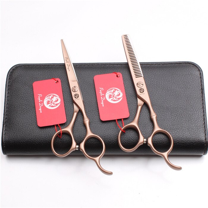6In. 17.5cm 440C Purple Dragon Rose Gold Hairdressing Scissors Thinning Shears Cutting Scissors Hair Scissors Z9030: Z9030 Jin D 6Y
