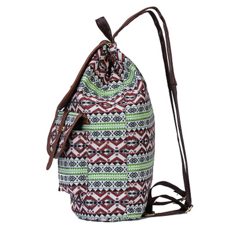 Kvinder lærred vintage rygsæk etniske rygsække trykt rejse rygsæk skoletaske