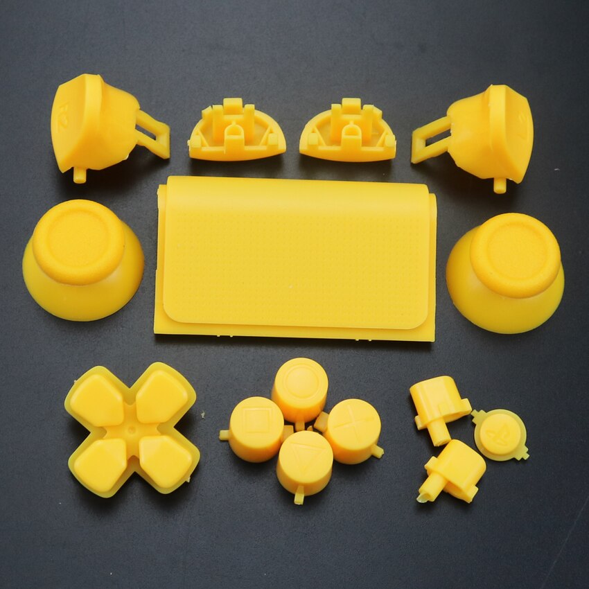 YuXi Full Set Joysticks Dpad R1 L1 R2 L2 Direction Key ABXY Buttons jds 040 jds-040 For Sony PS4 Pro Slim Controller: Yellow