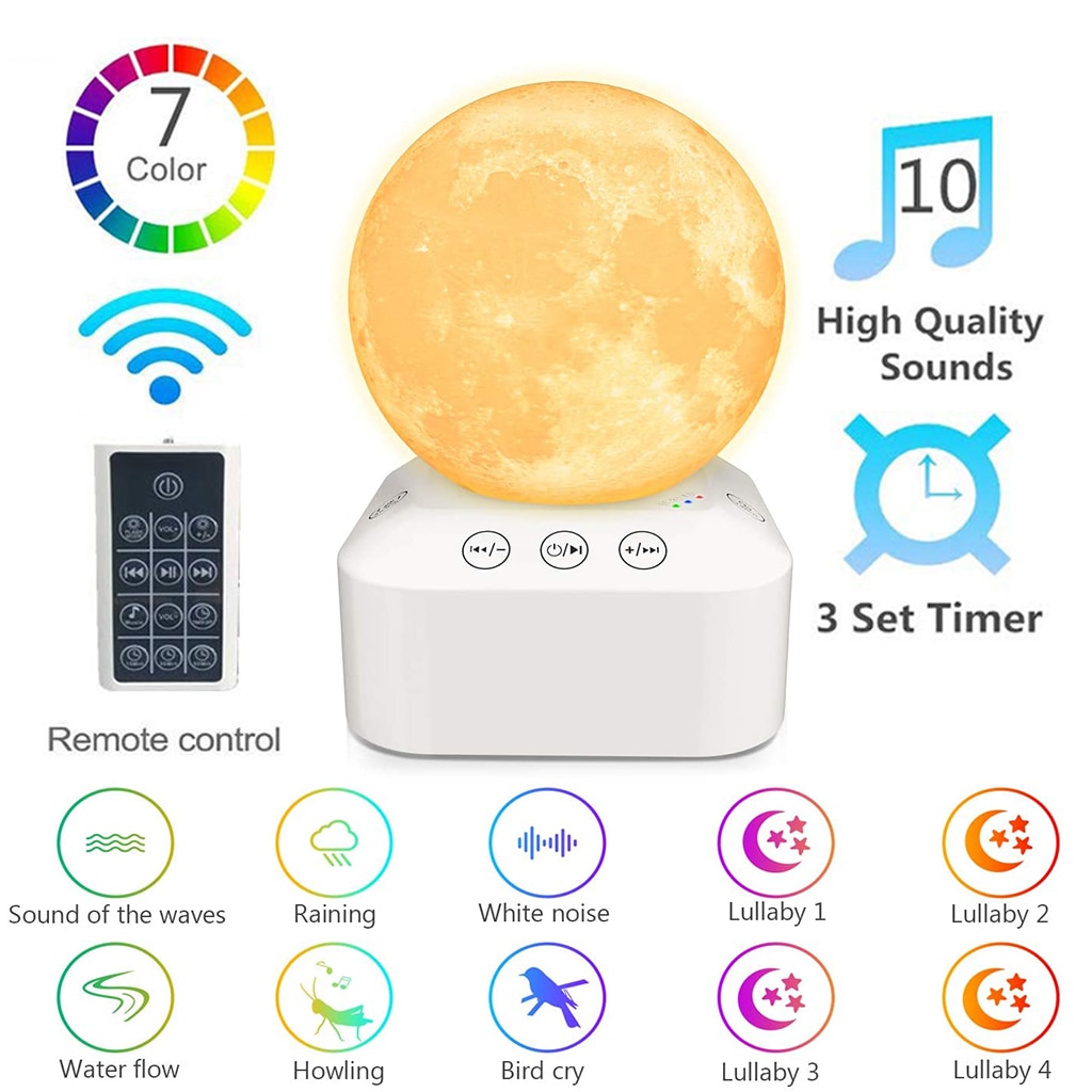 Weiß Lärm Maschine Klang 10 Natur Geräusche,3 Timer Speicher Funktion, 7 farbe Veränderbar Nachtlicht für Baby freundlicher Schlafzimmer