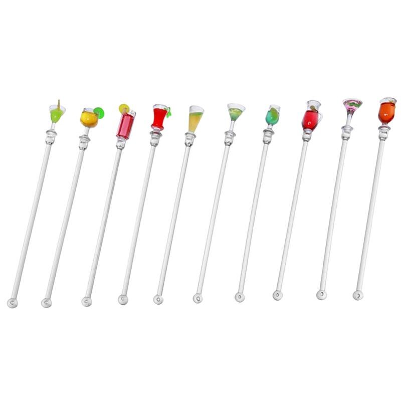 Mélangeur de boissons pour Cocktail, bâtons de mélange colorés, en forme de verre de vin, en acrylique, agitateur pour Bar, 10 pièces