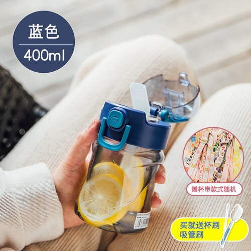 Transparent enkel vattenflaska kawaii söt snygg liten bärbar vattenflaska miljövänlig utomhus frasco drinkware  ab50wb: D 400ml