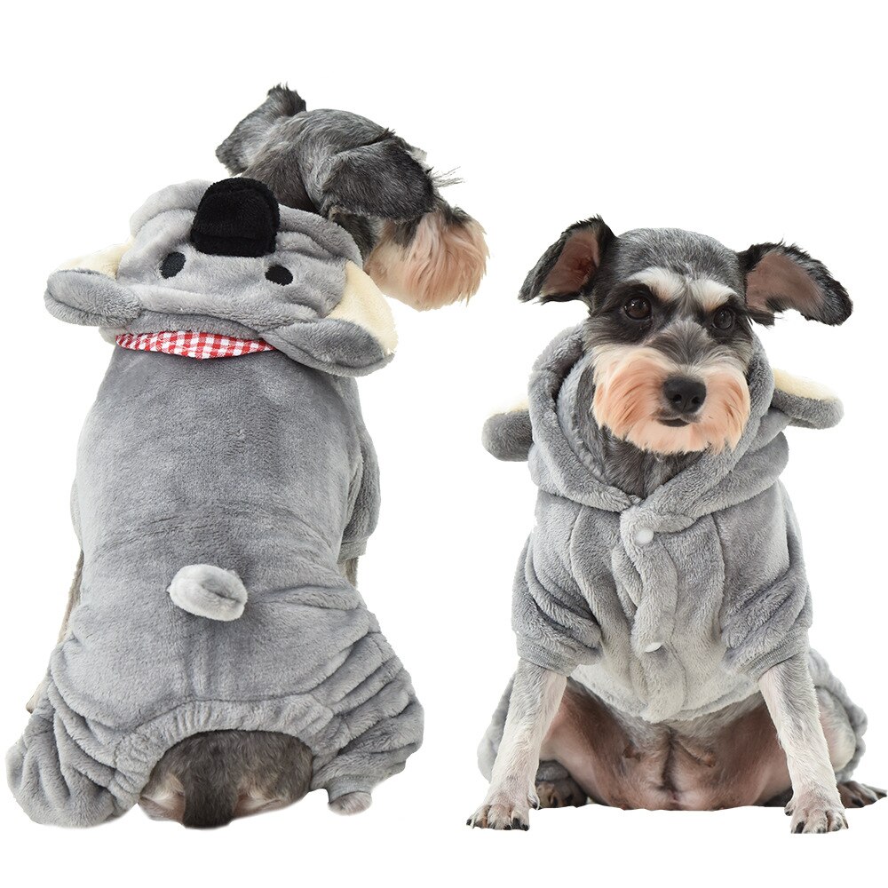Pet Autumn Winter Flannel Four Legs Costume for Small Medium Dogs Puppy Warm Thickened Hoodie Coat Grey Koala Dogs Clothing