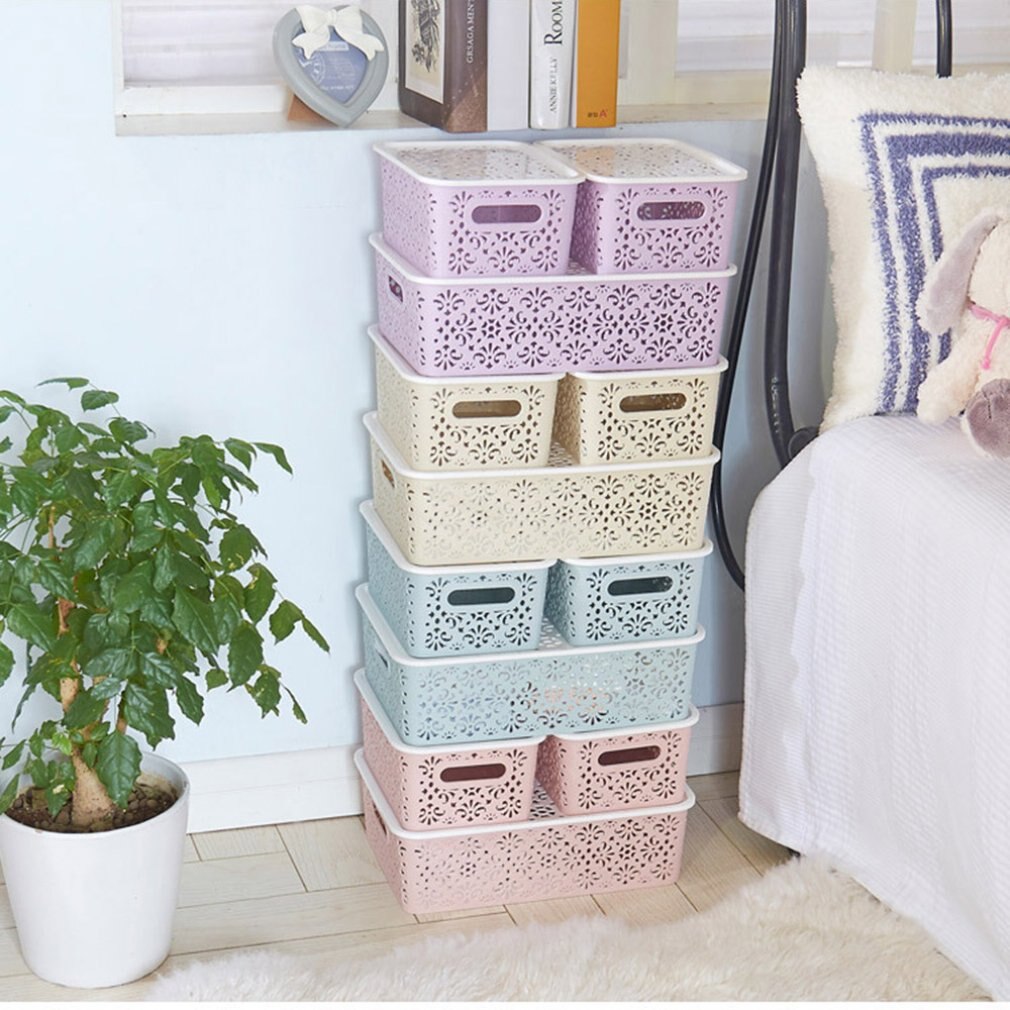 Desktop Hollow Storage Basket Home Hollow Storage Drawers Fresh Spacer Layer Rack Plastic Clothes Toys Storage Container