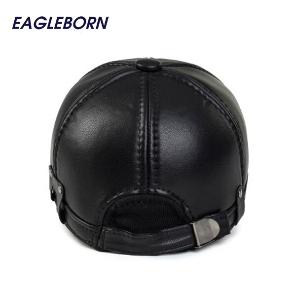 Eenvoudige Mode Heren Winter Cap Warme Fleece Voering Warm Houden Oorklep Lederen Hoeden Voor Vrouwen Mannen Faux Leather Baseball cap