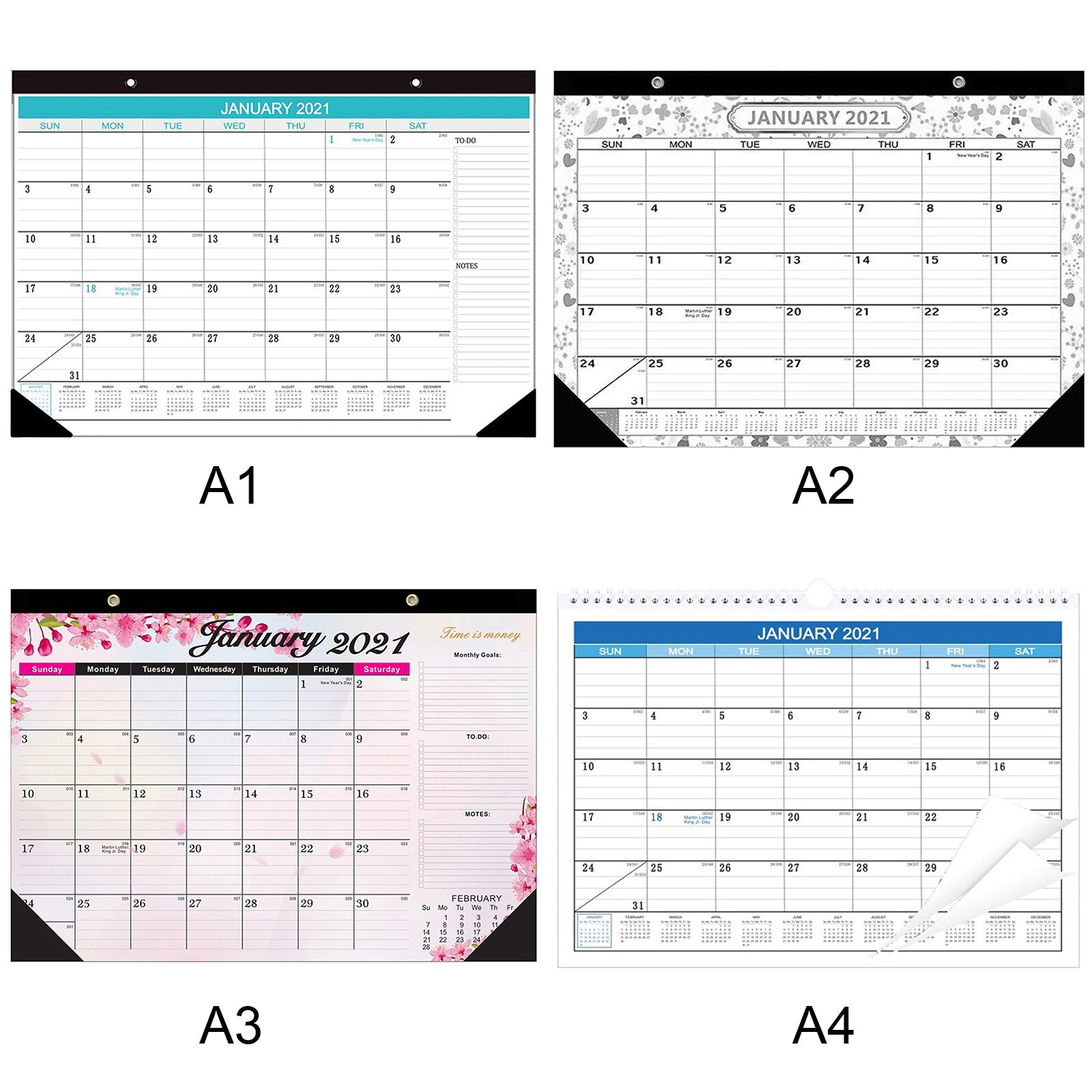Bloco grande do calendário da parede do gêmeo-fio encadernado com julian datas o presente dos artigos de papelaria você pode obter mais feito em menos cronograma do planejador do tempo