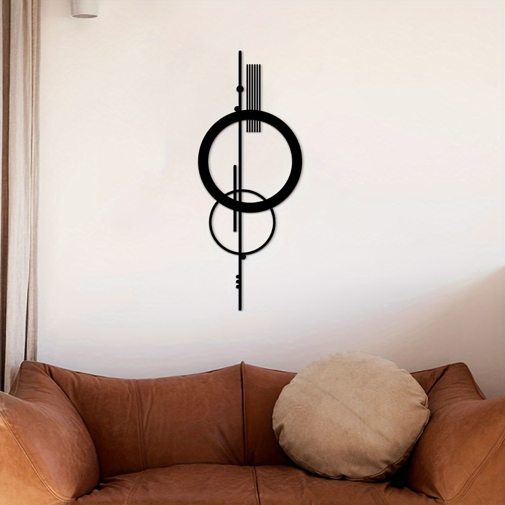 Decoración de pared de metal, arte de pared colgante, decoración de pared vertical hueca abstracta minimalista, esculturas de pared, pegatina de pared geométrica