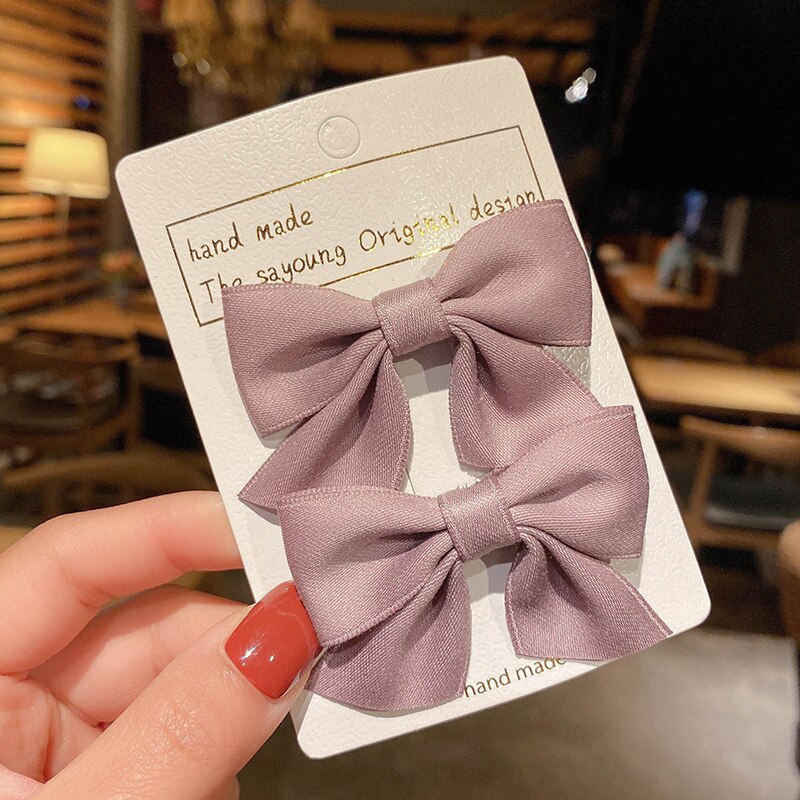 1 Pair Children Bow Hairpins Female Headwear Cute Princess Hairpin Girls Broken Hair Bangs Clip Hair Accessories Barrettes Gift: pink purple
