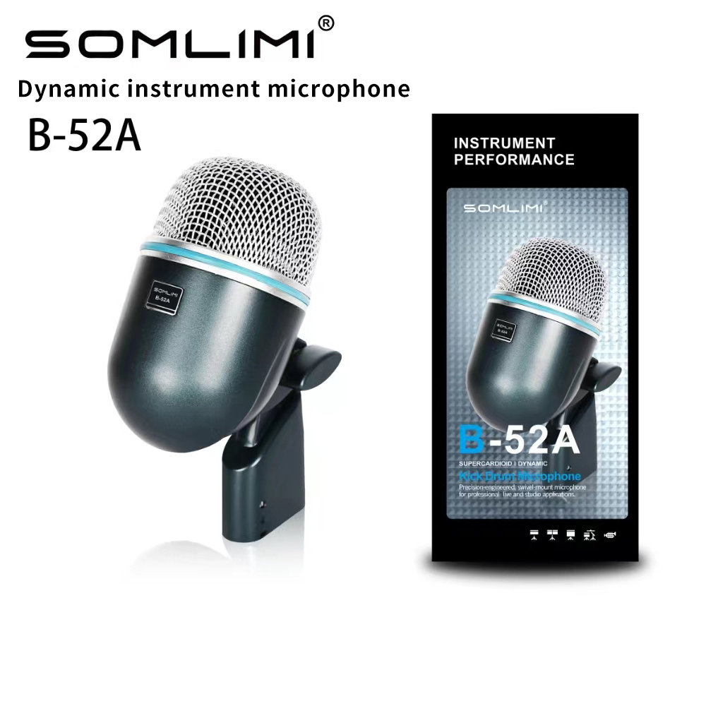 SOMLIMI B- 52A Drum Microphone Instrument Kick Drum Bass Mic(Metal)Dynamic Drum Snare Kick Mic,Kick-out Big Bass: Default Title