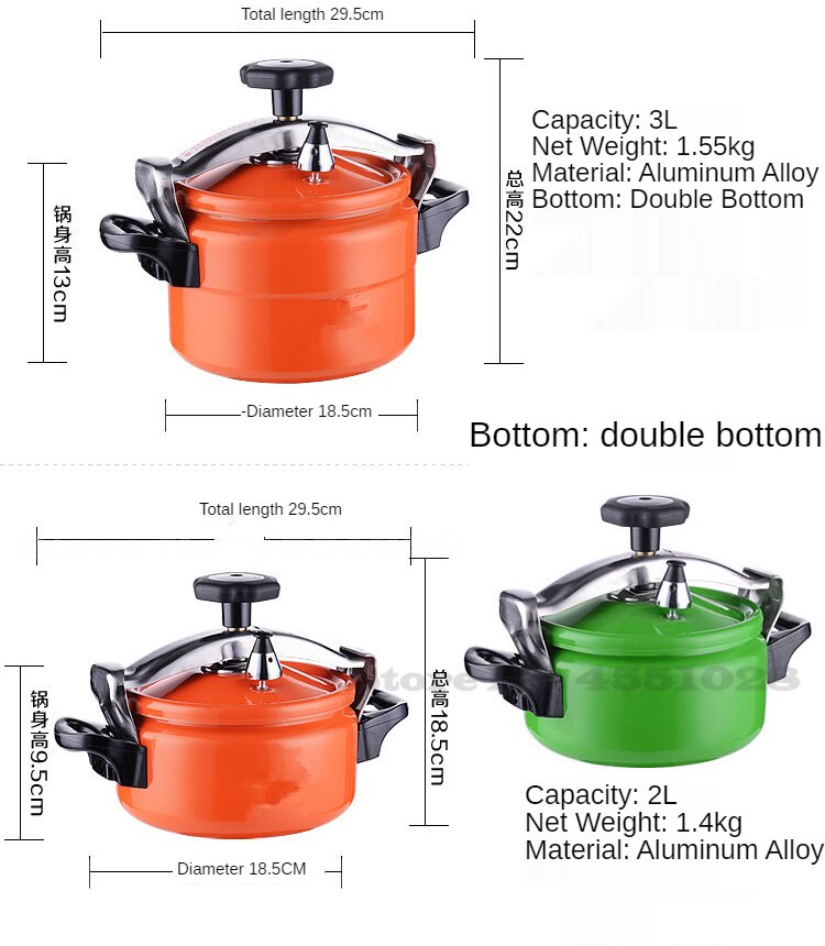 2/3L Pressure Cooker for 3-4 People Household Rice Cooker Gas Induction Cooker General High Pressure Cooker Soup Pot