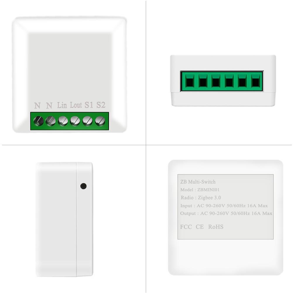 Tuya ZigBee 3.0 Mini Smart Switch Supports 1/2 Way Control Work With Ewelink SmartThings ZigBee2mqtt Hubitat Alexa Google Home