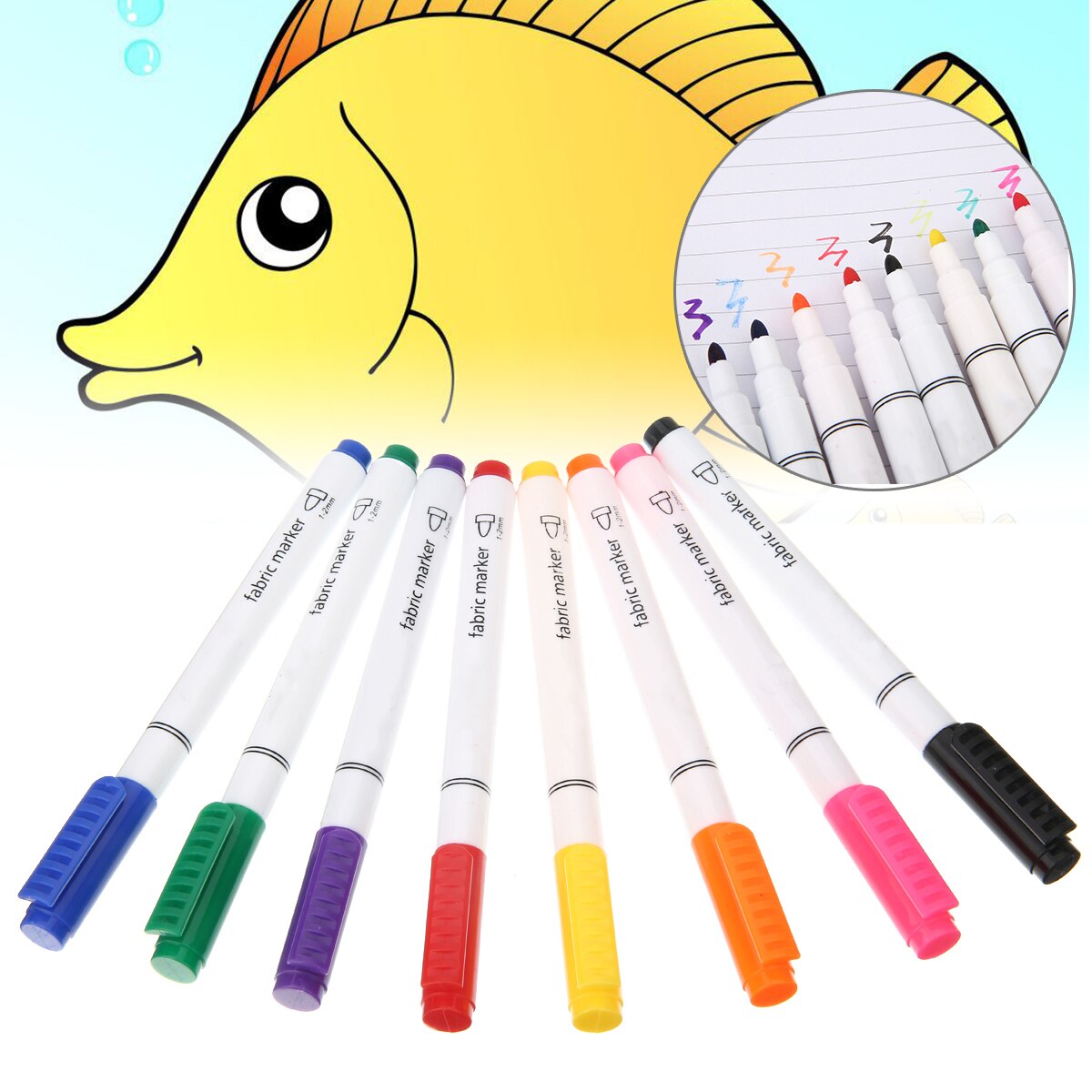 Rotuladores textiles multicolores para ropa, bolígrafos de tela, manualidades, manualidades, bolígrafo de pintura de camisetas para estudiantes y niños, suministros de escritura, 8 Uds.