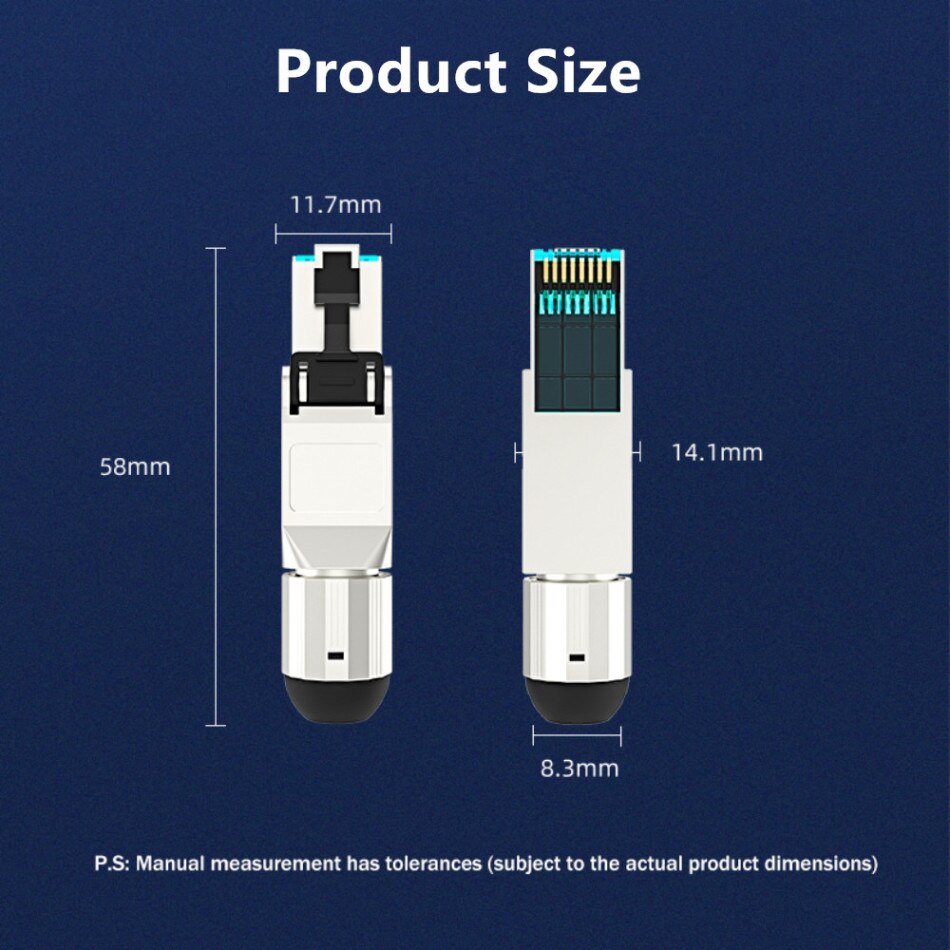 Cat7 Cat6A Cat6 RJ45 Termination Plug Tool-Free Shielded Connector Modular Adapter RJ 45 Socket Terminal 22/23AWG Ethernet Cable