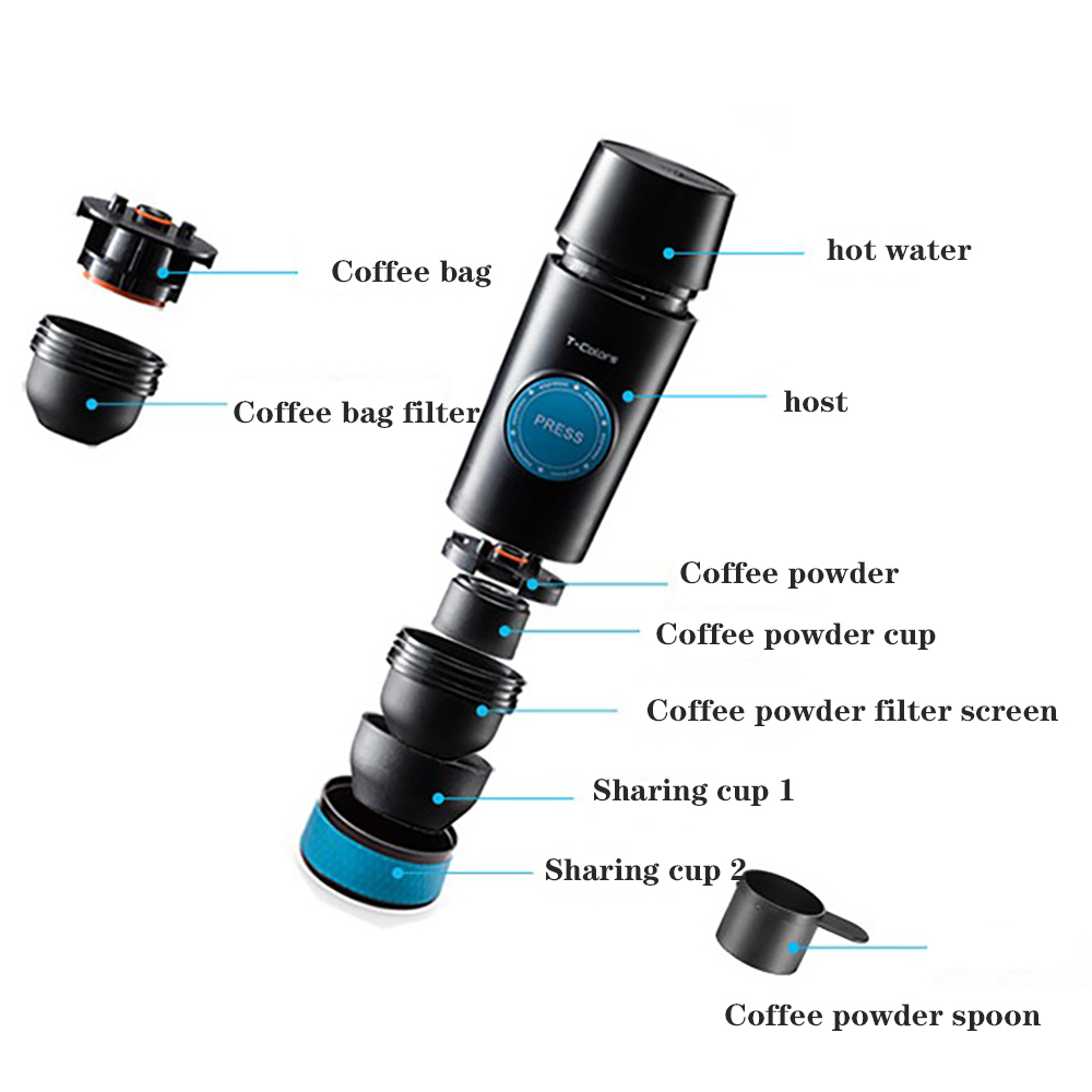 Mini espresso portable coffee machine electric USB and cold extraction coffee powder capsules