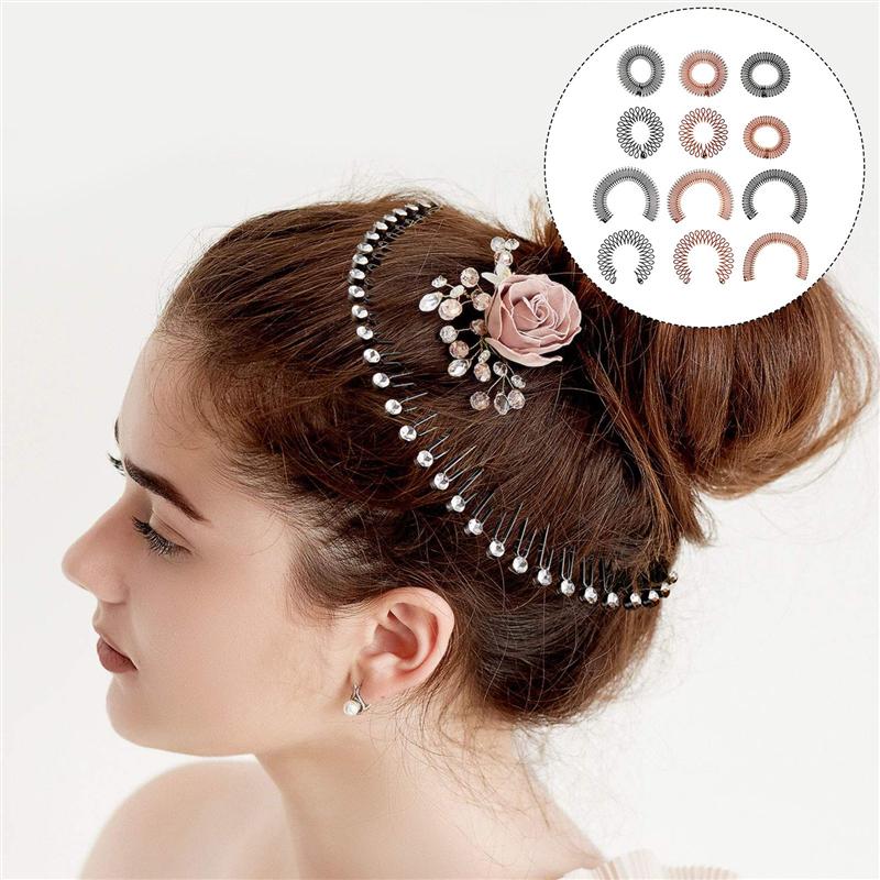 12 Uds Stretch peine del pelo de la Circular peine extensible Flexible de plástico Círculo del Peine del pelo para las mujeres la Circular diademas