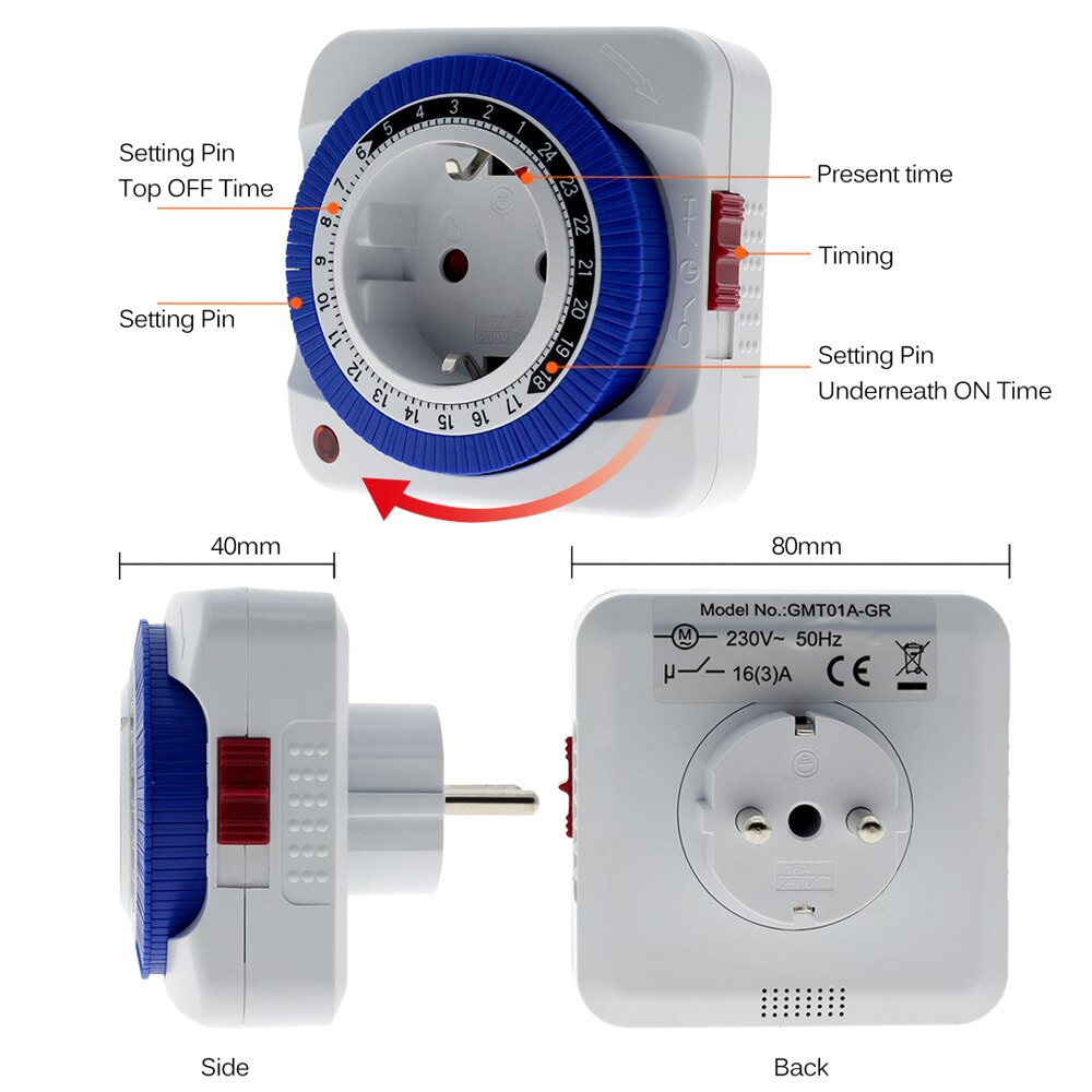 Electronic Digital Timer Switch Energy Saving Mechanical Socket Wall Home Timer Intelligent Programmable Plug-in Timing Socket