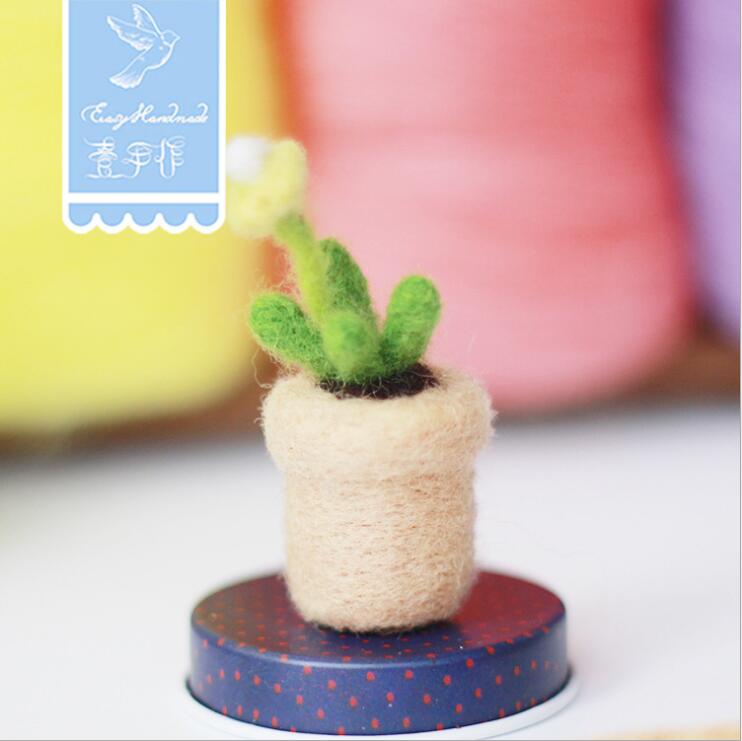 An ebullient succulent plant wool needlepoint kit wool felt needle felting keychain craft needlecraft DIY handmade: W