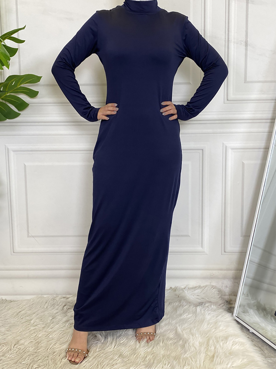 Vestido Abaya modesto para mujer, Vestido informal con cuello de tortuga, Hijab, Vestido interior musulmán para mujer, Maxi bata caftán turco, ropa islámica