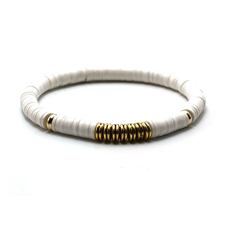 Handmade Boho Polymer Clay Bracelet Women Adjustable Heishi Disc Beads Bracelet Summer Jewelry