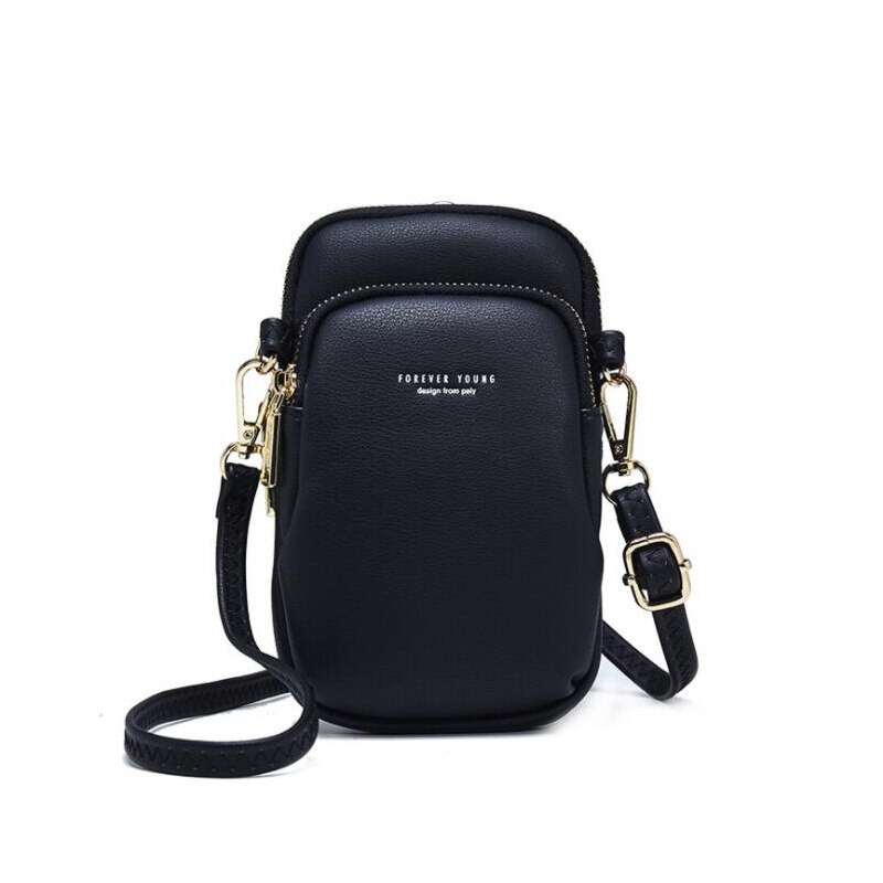 Tinkin casual kvinnor axelväska liten crossbody väska för flickor sommar crossbody mobiltelefon axelväska: Svart