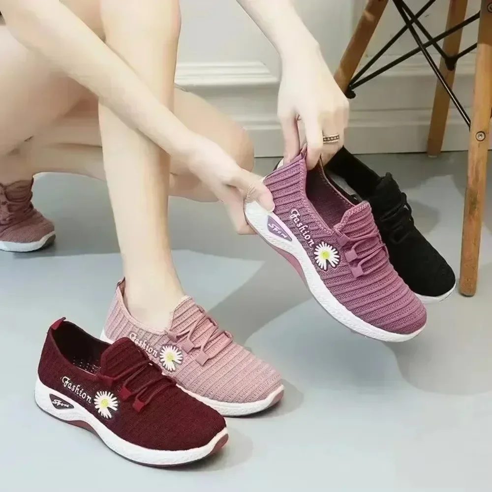 Zapatos deportivos de para mujer con suelas de malla suaves y transpirables y zapatos de coco ligeros y modernos