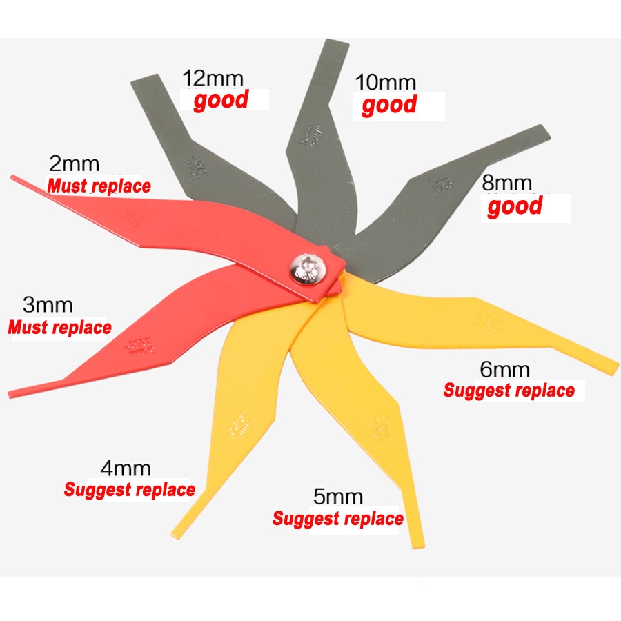 8pcs Size Brake Lining Thickness Gauge Automobile Brake Pad Special Abrasion Measuring Device Thickness Detection Tool