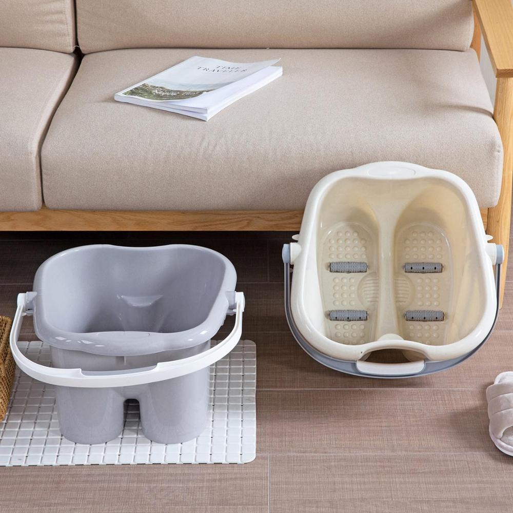 1PC Portable Plastic Foot Washing Bucket Japanese-style Foot Tub Massage Roller Foot Bucket Large Foot Bath Barrel Tool