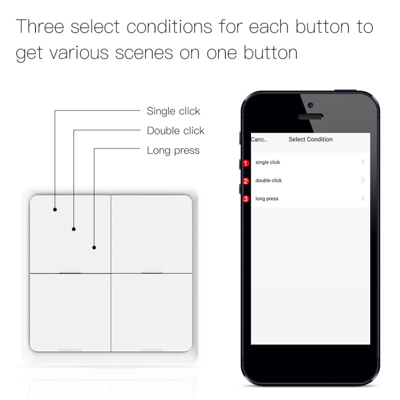 Tuya ZigBee 4 Gang Wireless Switch 12 Scene Push Button Controller Battery Powered Automation Scenario For Tuya Devices