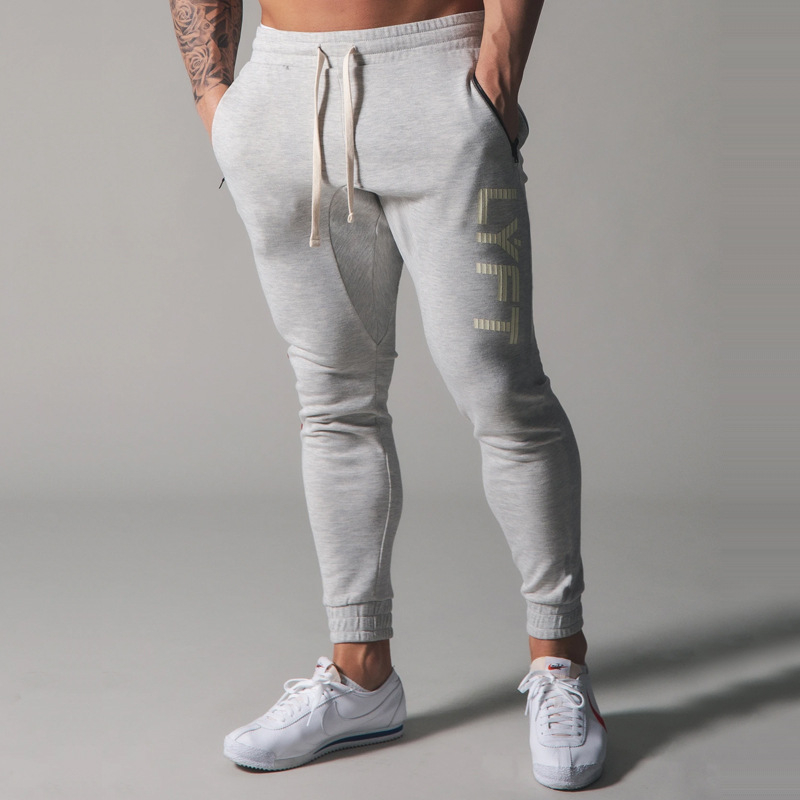 Miesten verkkarit, fitness-, kehonrakennus- ja vapaa-ajan housut, printtihousut, collegehousut, puuvillaiset verkkarit, kapea istuvuus, streetwear-housut: Xxxl / Harmaa