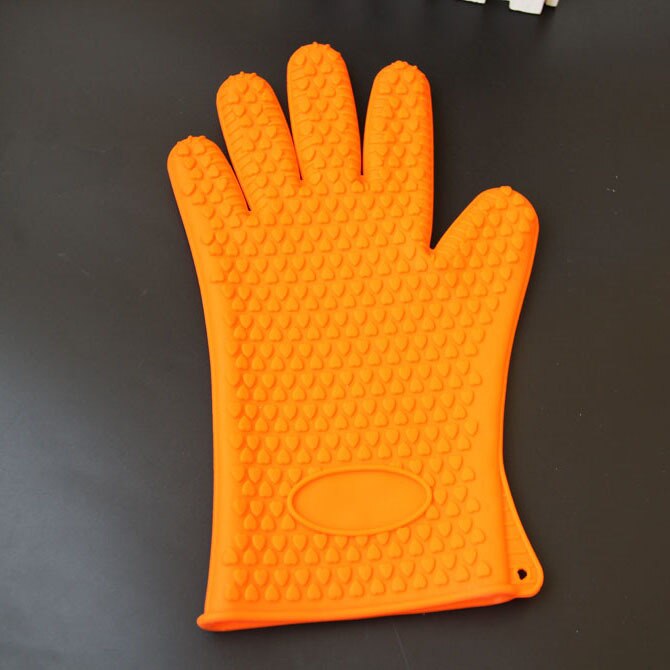 Küche handschuhe hitzeschutz-handschuhe mikrowelle backen handschuhe silikon küche liefert isolierung fünf Finger handschuhe: Orange