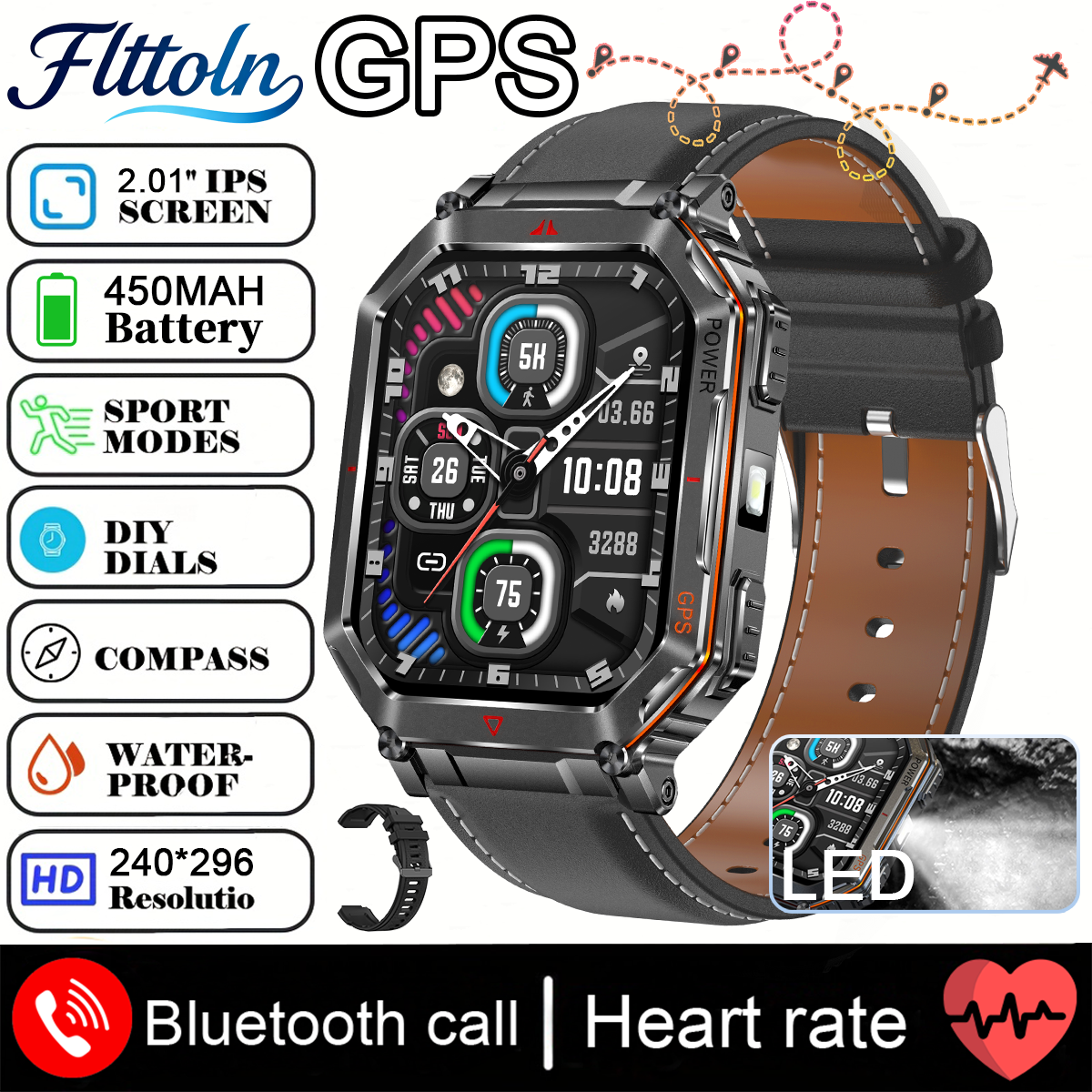 2025 Nuovo GPS SmartWatch Da Uomo Incorporato ChatGPT AI Assistente Bussola Altimetro Barometro Esterno 3ATM Impermeabile sport Smartwatch: Grigio