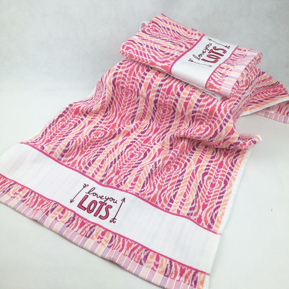 Valentines Luxury Cotton Terry Face Towels for Lovers Embroidered Bath Towel for Adults