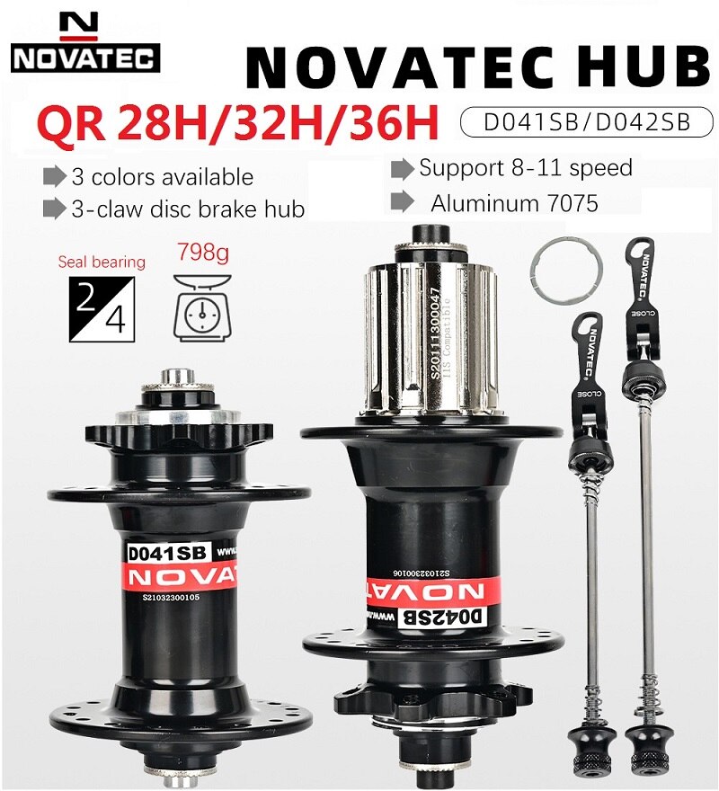 NOVATEC D041SB/D042SB piasta rowerowa mtb piasta 28H/32H/36H hamulec tarczowy 4 łożysko 8-11S QR/THRU piasta łożyska części rowerowe