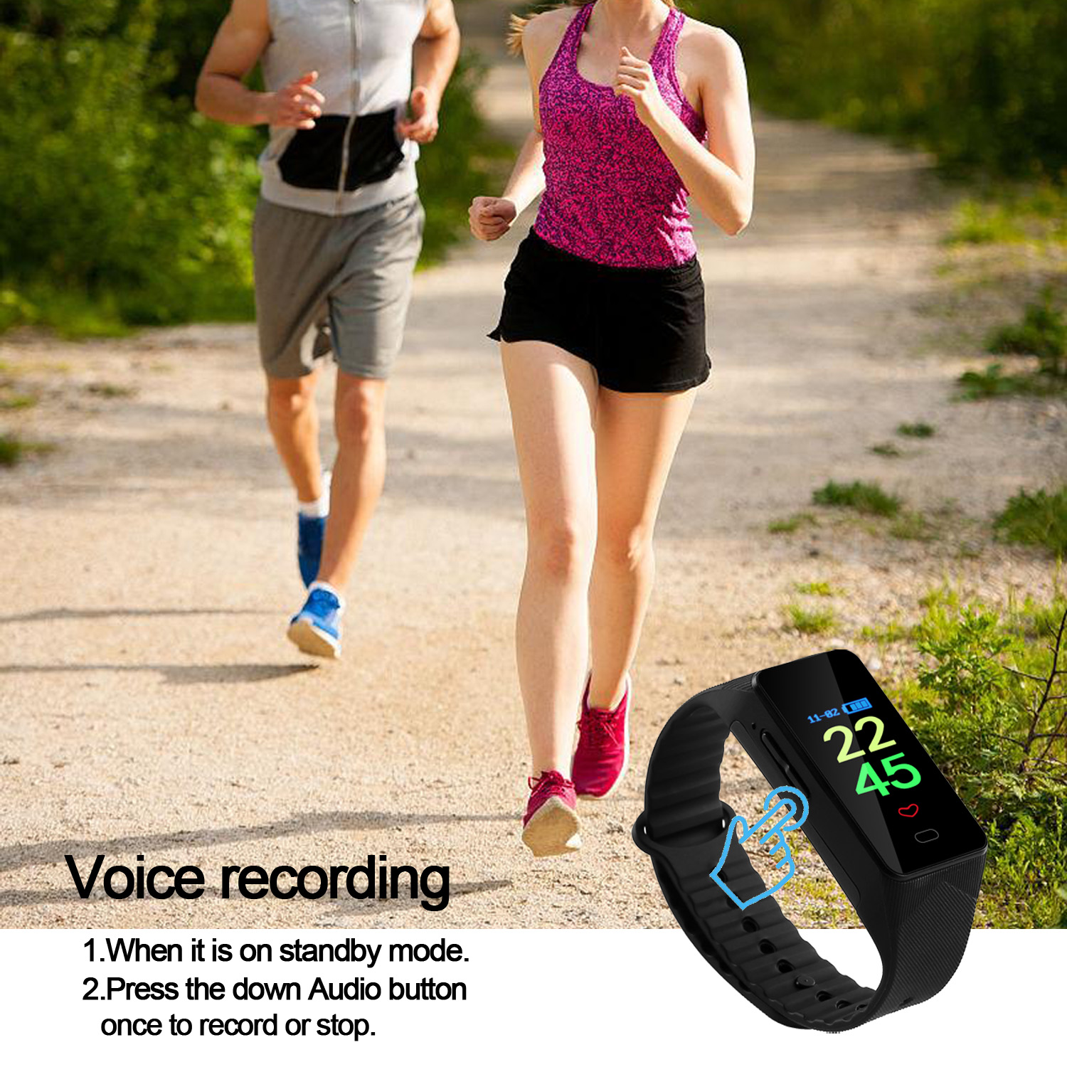 Pulsera grabadora de cámara reloj grabadora reloj HD reducción de ruido pulsera activada por voz grabadora de cámara pulsera para reuniones