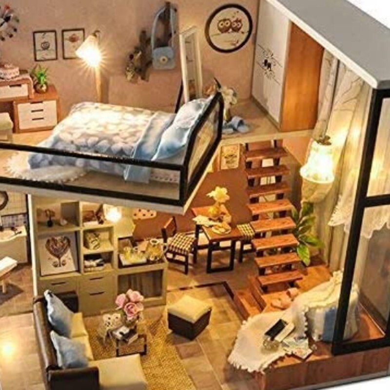 freundlicher Spielzeug Kleines Mädchen Prinzessin Geburtstag Spielhaus Handgemachte Puppe Haus Holz Mini Spielzeug Haus Bausatz