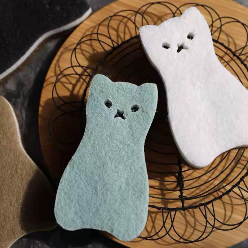 4 pz/set Spugna per Lavare i Piatti Simpatico Gatto Strofinaccio Cucina Bagno Pulizia Spugnetta Spazzola Pentola Specchio Pulizia del Vetro Pulire Strumento