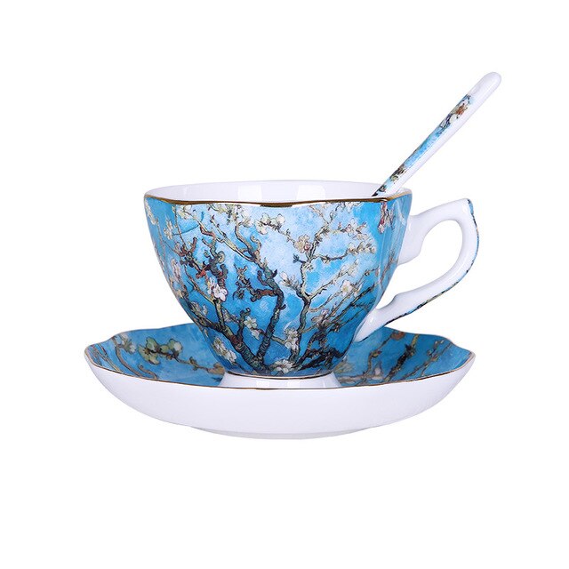The Van Gogh Art Painting Coffee Mugs The Starry Night Sunflowers The Sower Irises Saint-Remy Coffee Tea Cups: 4