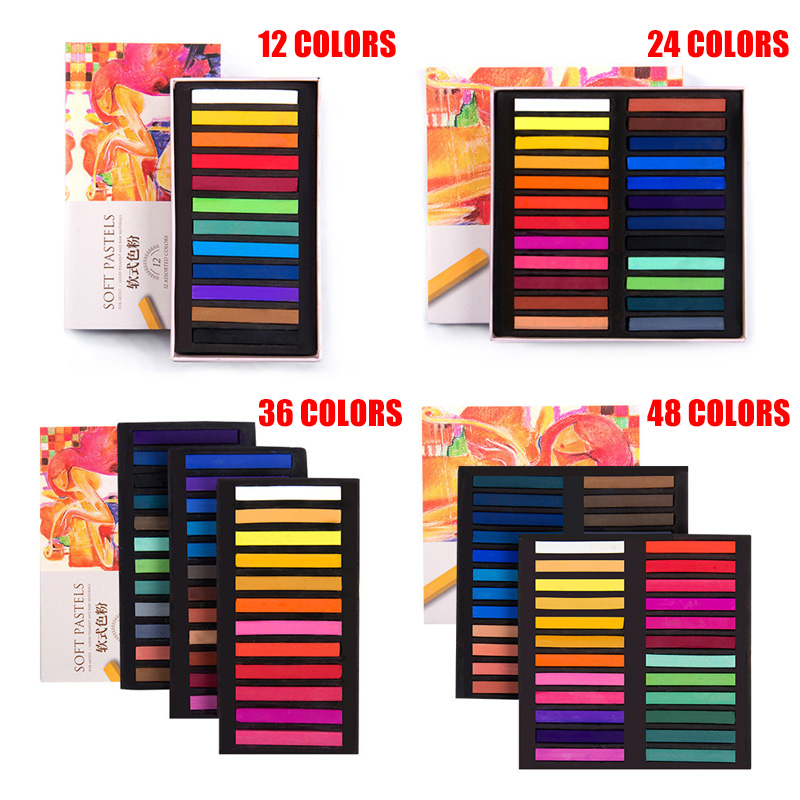 Juego de Pastel suave, tizas cuadradas pasteles, caja de 12/24/36/48 colores surtidos JR Deals