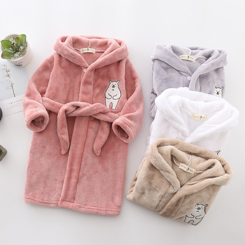 Peignoir enfants pour fille enfants vêtements fille flanelle Robe de bain vêtements garçon dessin animé Robe de nuit enfants pyjamas pour fille 1-8 ans