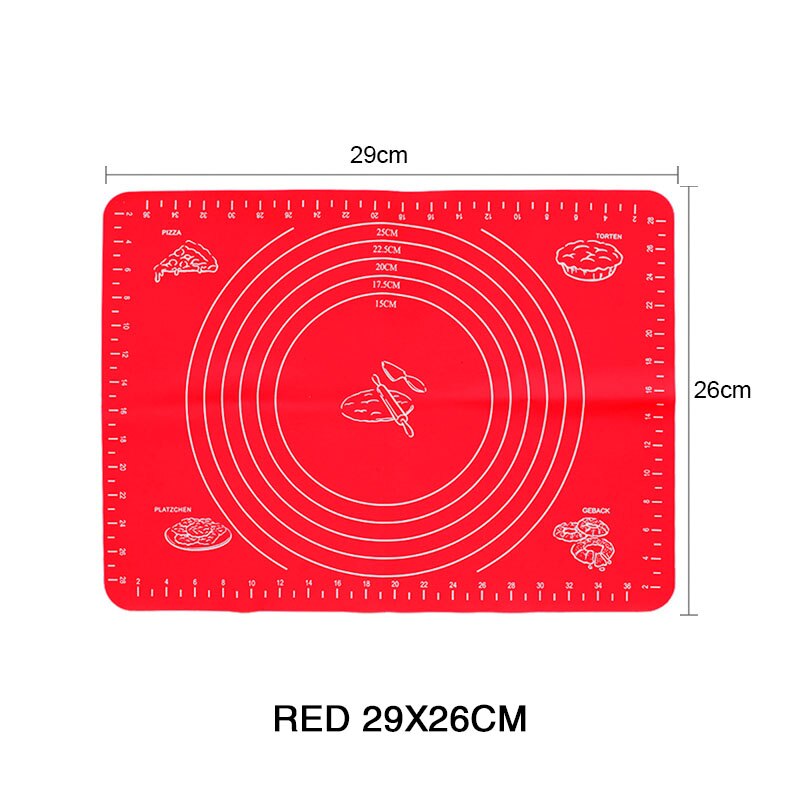 Kneading dough mat silicone Pastry Accessories Sheet Pads Thick Non-stick Rolling Mats Kitchen Cookie Cake Baking Mat Tools: Red 29x26cm