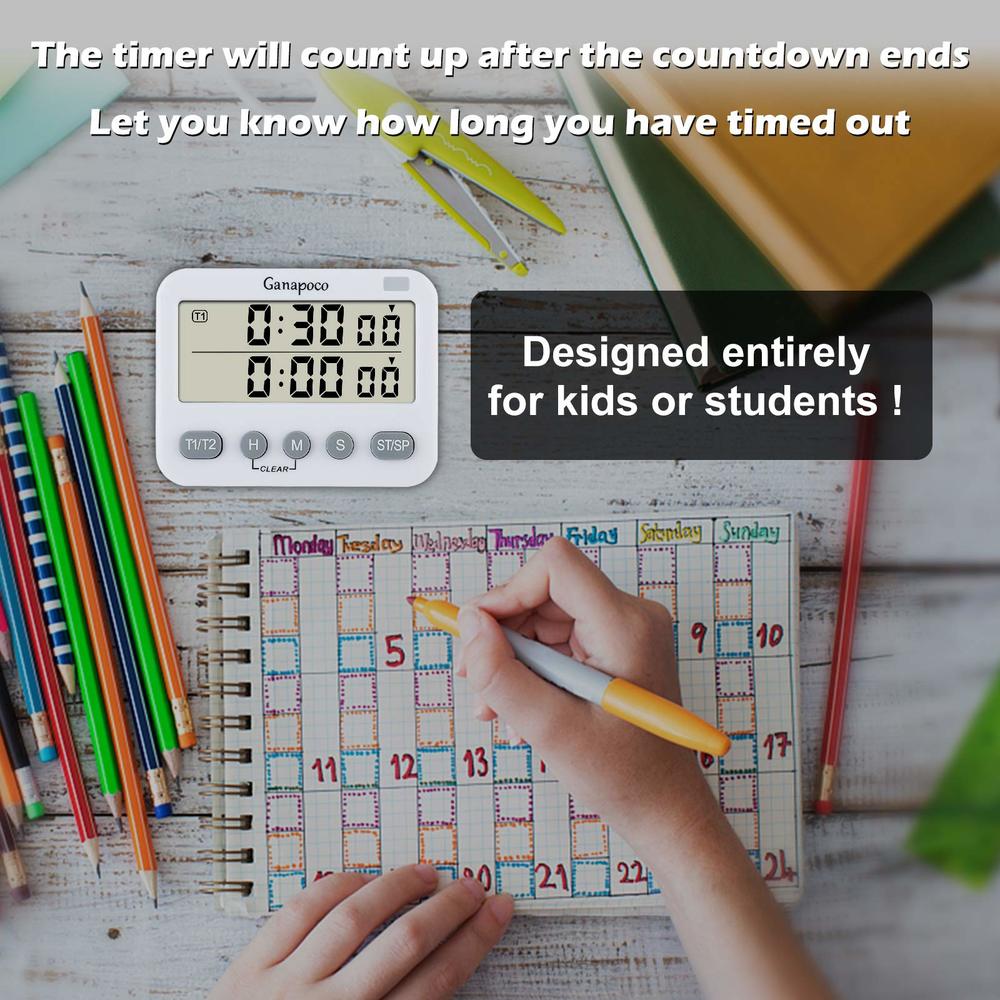 Dual Digital Timer For Kitchen Cooking Shower Study Stopwatch Led Counter Alarm Clock Manual Electronic Countdown Timer