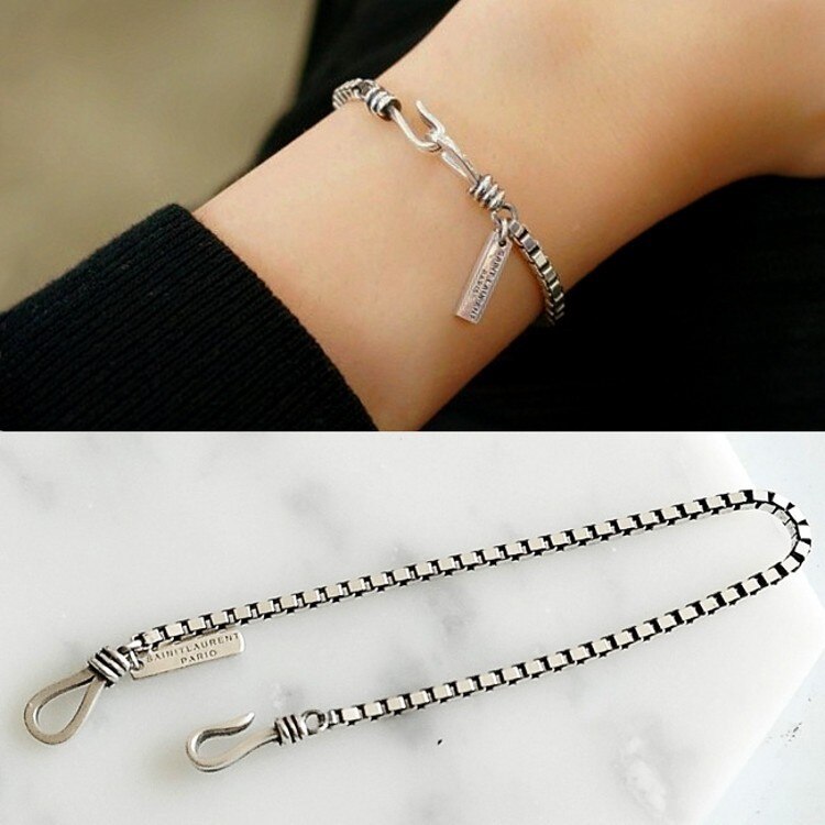 Trendy Letter Simple 925 Sterling Silver Ladies Bracelet Jewelry For Women Box Chain Birthday