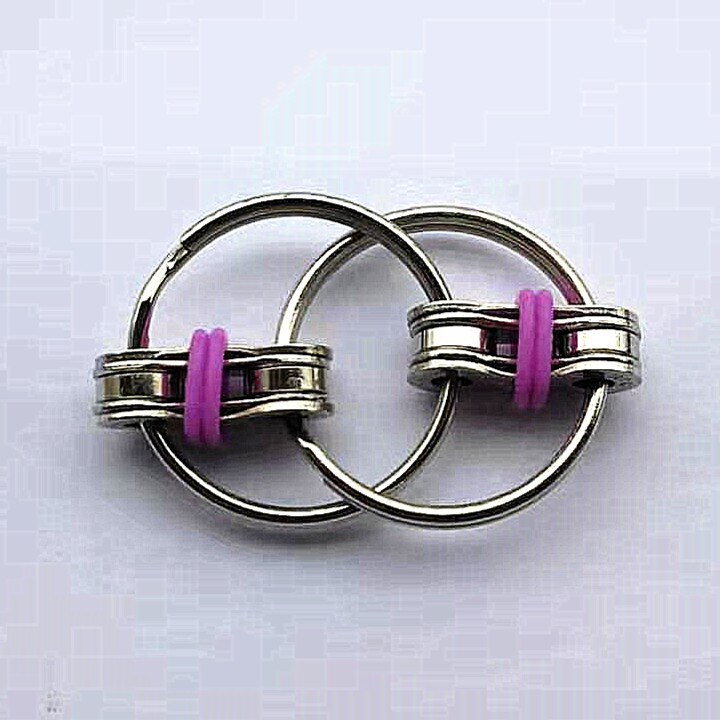 Flippy Chain Fidget Toy, Stainless Steel Key Ring Decompression Toy for Office Worker Autism ADHD: Purple