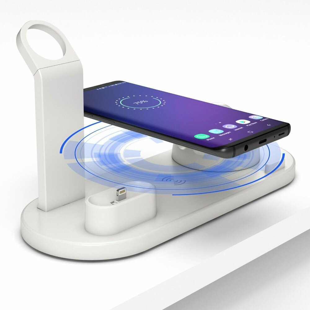 4 in 1 langaton laturi iphone x xs max  xr 8 qi pikalataustelakointiasema airpodille android älypuhelinteline apple kellolle